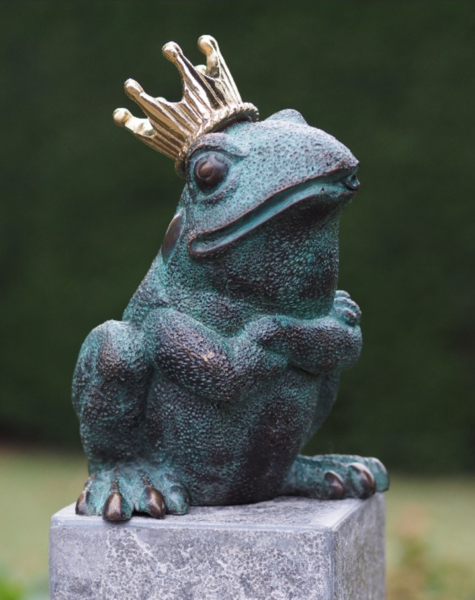 Bronze Frosch mit Krone - H20 cm