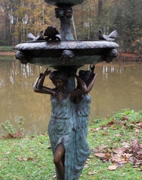 Bronze fountain with pigeons - H205 cm