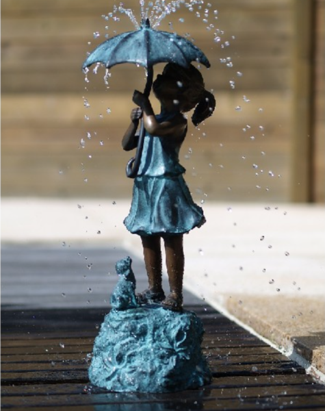 Water feature Girl with dog - H50 cm
