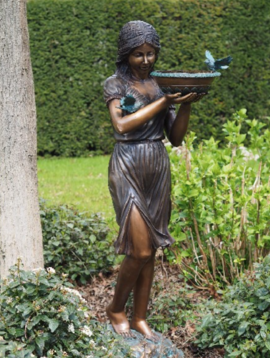 Statue Girl with water dish