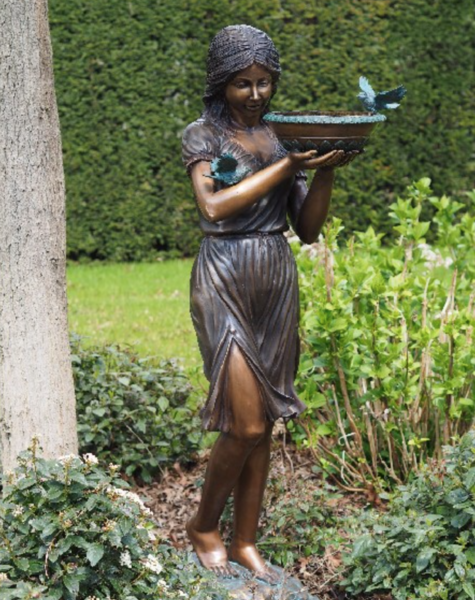 Statue Mädchen mit Wasserschale - H162 cm