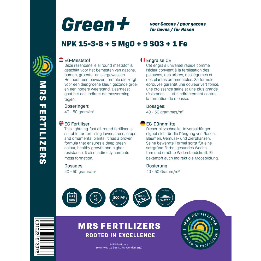 Green+ Extra Groen & Anti Mos | 20KG-500m2