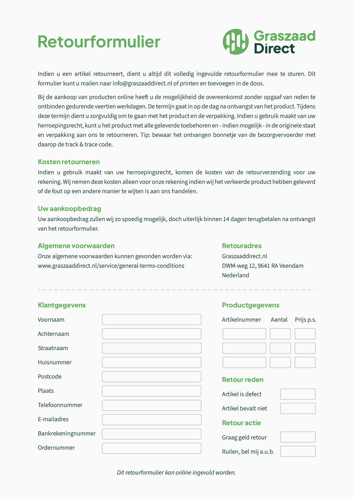Retourformulier