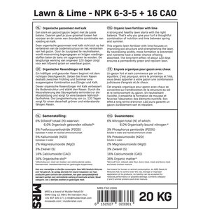 MRS Organix Lawn & Lime - Organische gazonmest met kalk | 20 kg - 250 m²