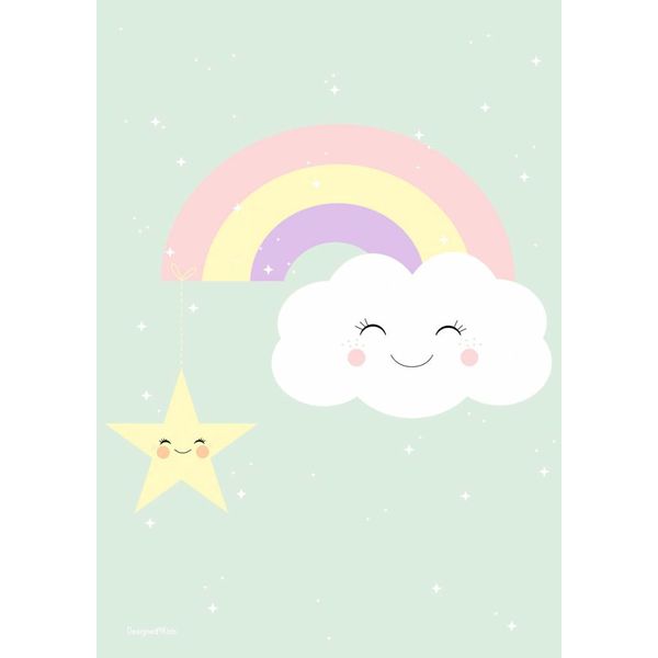 Designed4Kids Designed4Kids kinderposter A3 wolk en regenboog