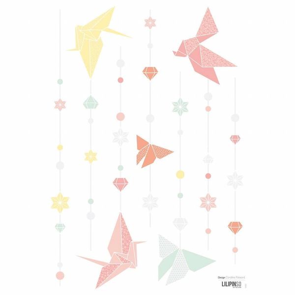 Lilipinso Lilipinso muursticker kinderkamer origami vlinders pastel