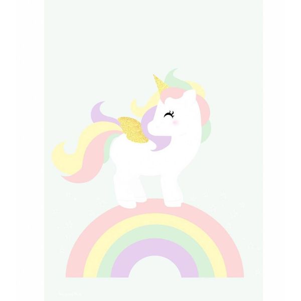 Designed4Kids Designed4Kids kinderposter A3 eenhoorn en regenboog