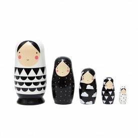 Petit Monkey Petit Monkey nesting dolls zwart wit