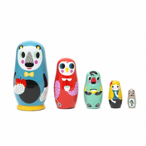 Petit Monkey nesting dolls in the woods