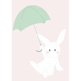 Designed4Kids Designed4Kids poster A3 konijn met paraplu