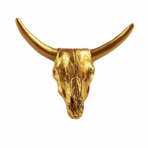 Deurknop buffel schedel goud