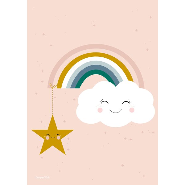 Designed4Kids Designed4Kids kinderposter A3 wolk en regenboog met ster