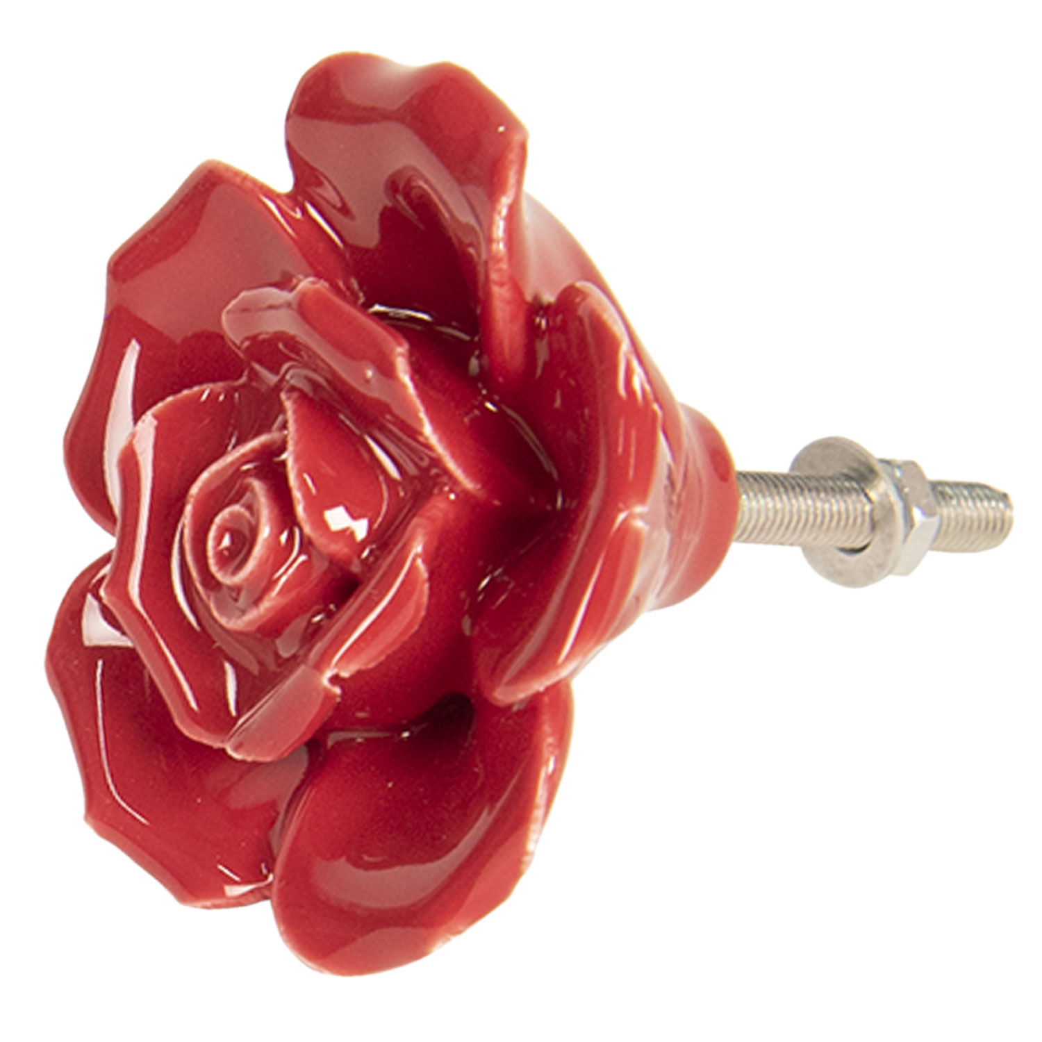 Clayre & Eef deurknop bloem roos donkerrood |
