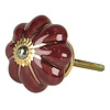 Clayre & Eef deurknopje bloem bordeaux rood met gouden strepen