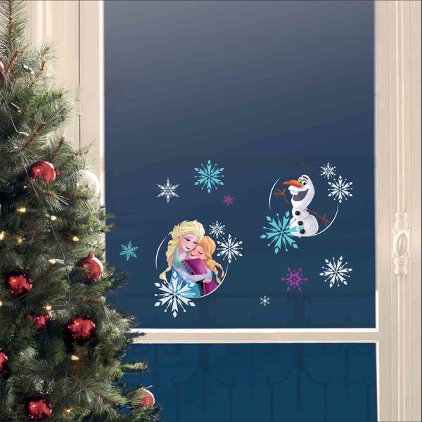 Nouvelles Images Nouvelles Images kerst raamstickers Frozen met sneeuwman