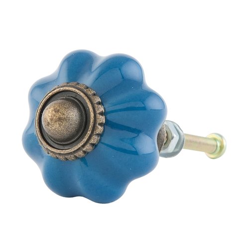 Deurknop bloem blauw klein
