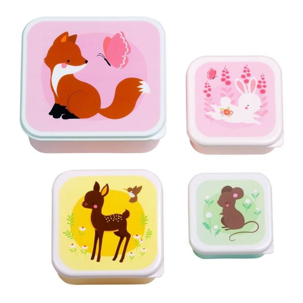 A Lovely Little Company A Lovely Little Company lunchbox bosdieren set van 4