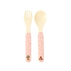 Rice melamine lepel en vork Farm Animals roze