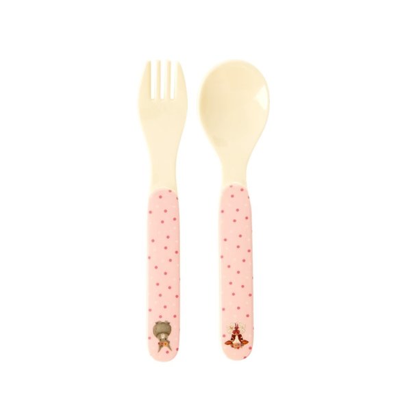 rice Denmark Rice melamine lepel en vork Farm Animals roze