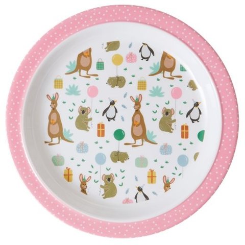 Rice melamine kinderbord Party Animal print roze