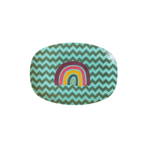 Rice melamine bord ovaal zig zag regenboog klein