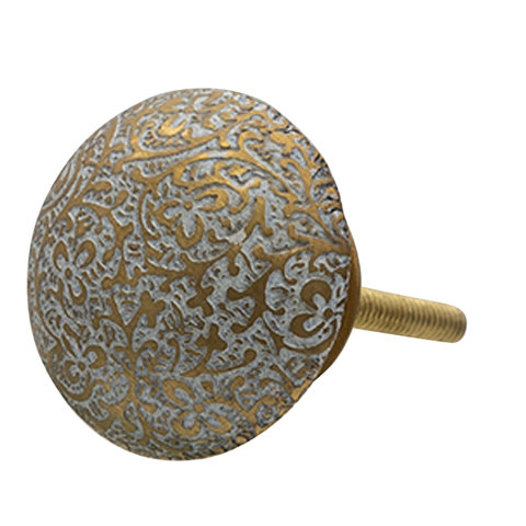 Clayre & Eef deurknopje halfrond goud wit reliëf