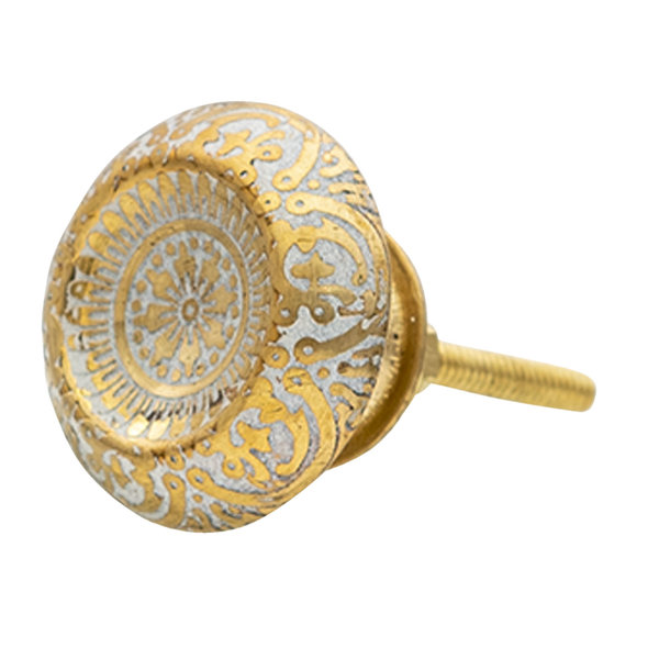 Clayre & Eef Clayre & Eef deurknopje rond met kuiltje goud wit reliëf
