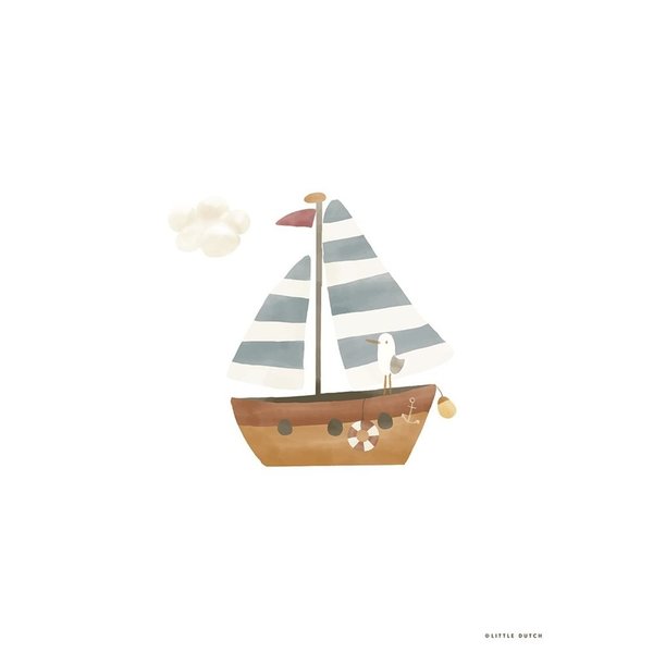 Little Dutch Little Dutch kinderposter zeilboot Sailors Bay
