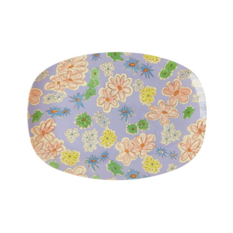 Rice melamine bord ovaal Flower Painting print klein