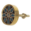 Clayre & Eef deurknopje  lichtbruin met blauwe bloem en gouden rand