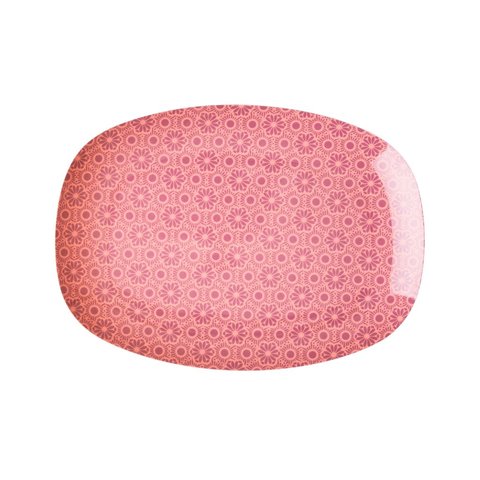 Rice melamine bord ovaal Marrakesh print roze klein