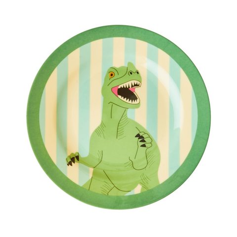 Rice melamine kinderbord dino met strepen print