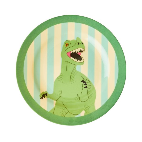 rice Denmark Rice melamine bord rond T-Rex stripes print