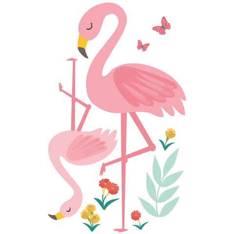 Lilipinso muursticker tropische flamingo's