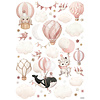 Lilipinso muursticker kinderkamer dieren  en ballonnen roze