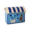 Rice speelgoedmand dieren Party Animals blauw middelgroot