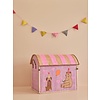 Rice speelgoedmand dieren Party Animal print roze extra groot