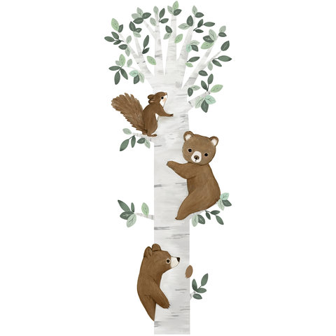 Lilipinso muursticker boom met bruine beren