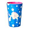 Rice melamine beker groot Fish print blauw