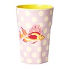 Rice melamine beker groot Fish print lavendel