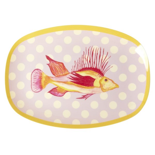 rice Denmark Rice melamine bord ovaal Fish print lavendel