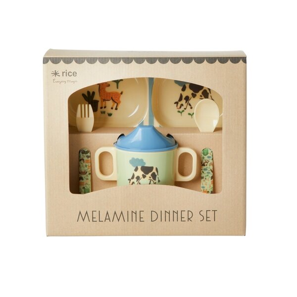 rice Denmark Rice melamine kinderservies Farm print blauw