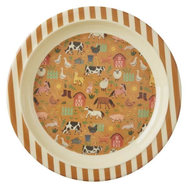 rice Denmark Rice melamine kinderbord Farm print bruin