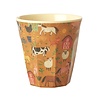 Rice melamine beker dieren Farm print bruin medium