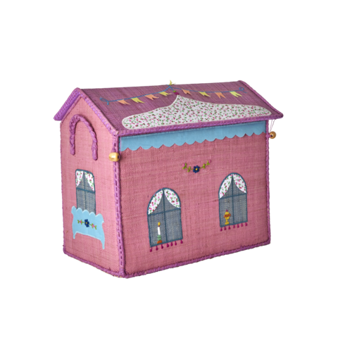 Rice speelgoedmand kasteel roze