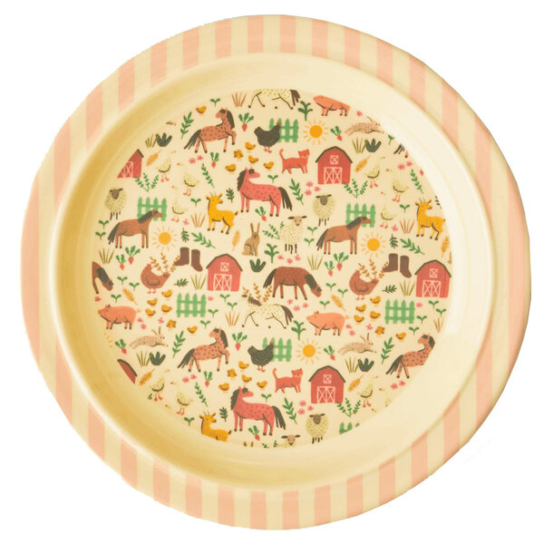 rice Denmark Rice melamine kinderbord Farm print roze