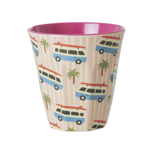 Rice melamine beker Surf Van print roze