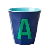 Rice melamine beker letter A donkerblauw