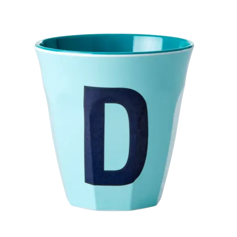 Rice alfabet beker letter D lichtblauw