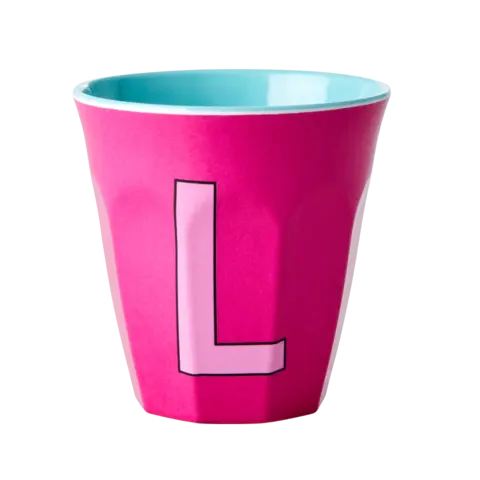 Rice alfabet beker letter L fuchsia roze